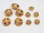 Gold Buttons with Multi Colored Rhinestones (image for) Gold Buttons with Multi Colored Rhinestones